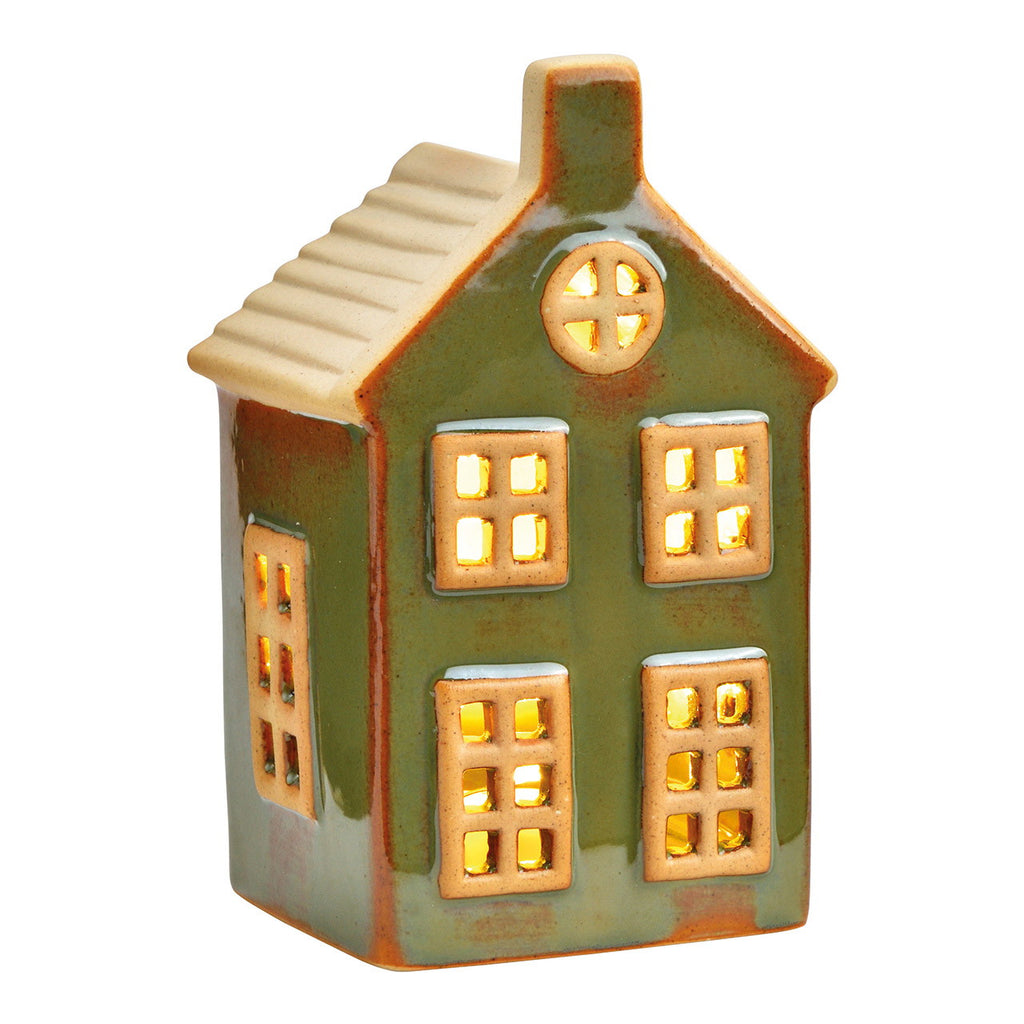 Casa decorativa LED de cerámica verde