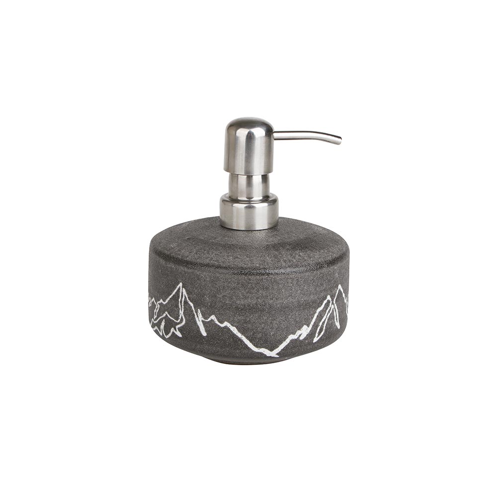 Dispensador de jabón de gres con diseño de montañas