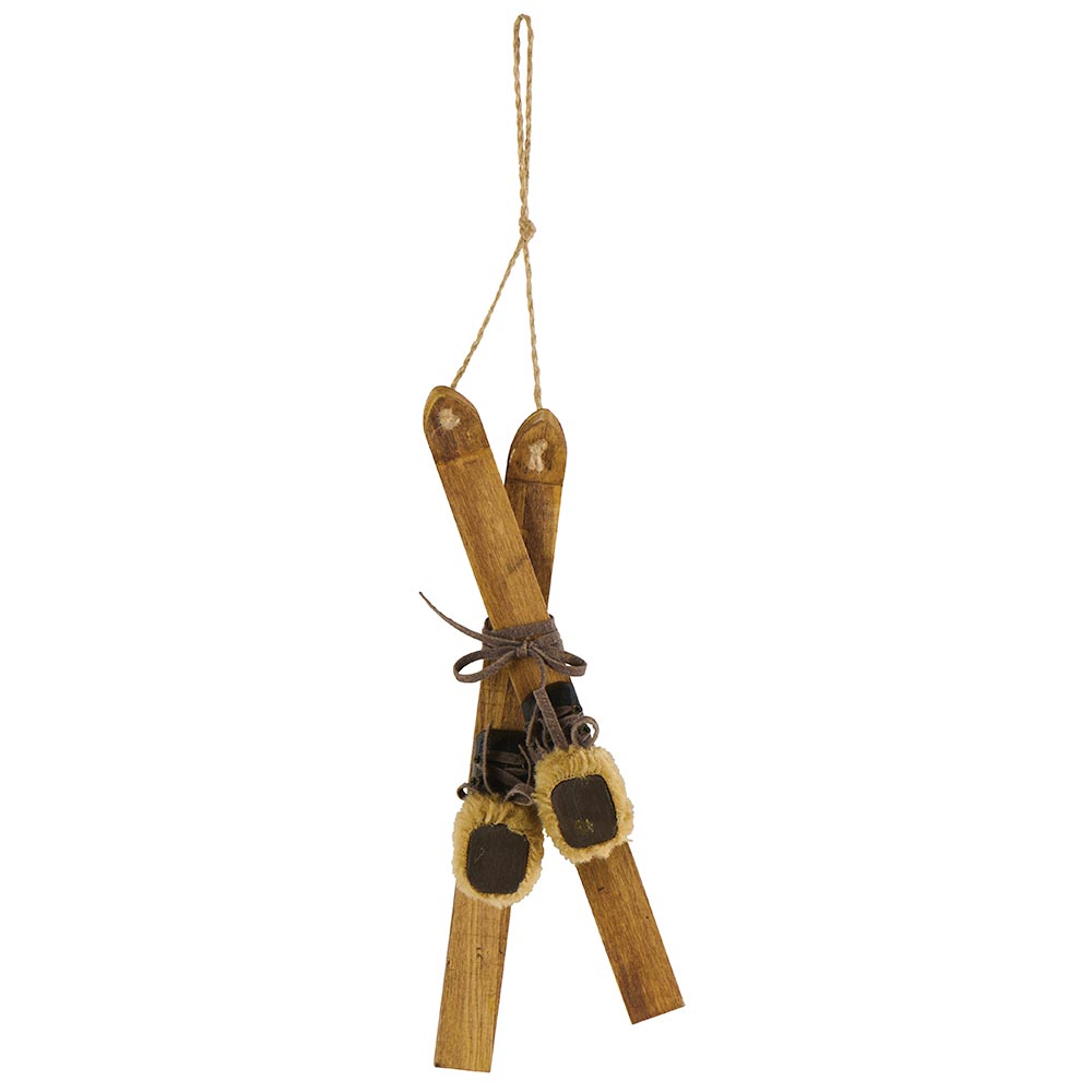 Esquís antiguos decorativos de madera para colgar