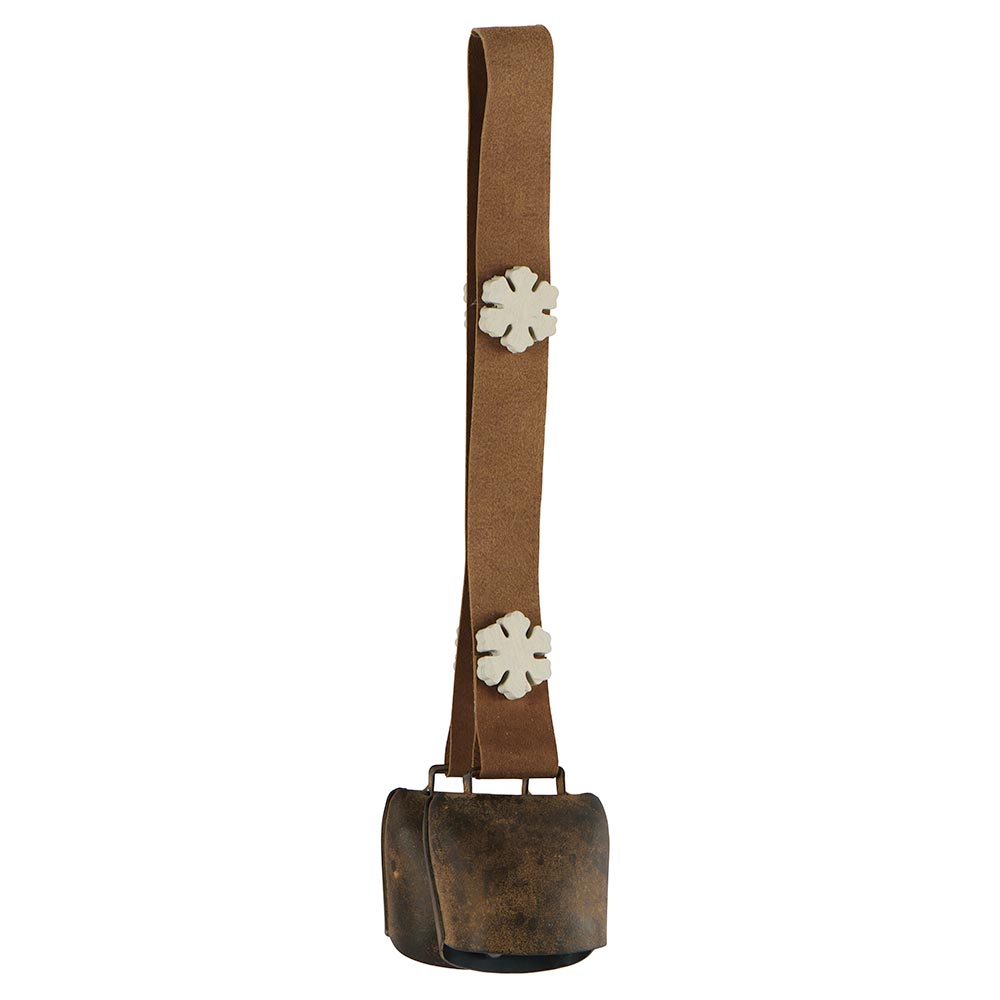 Set de 2 campanas de metal envejecido con copos de nieve