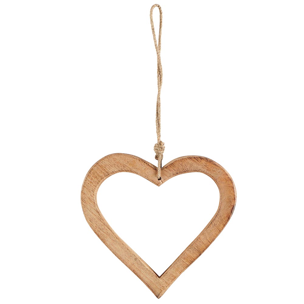 Corazón decorativo calado de madera natural