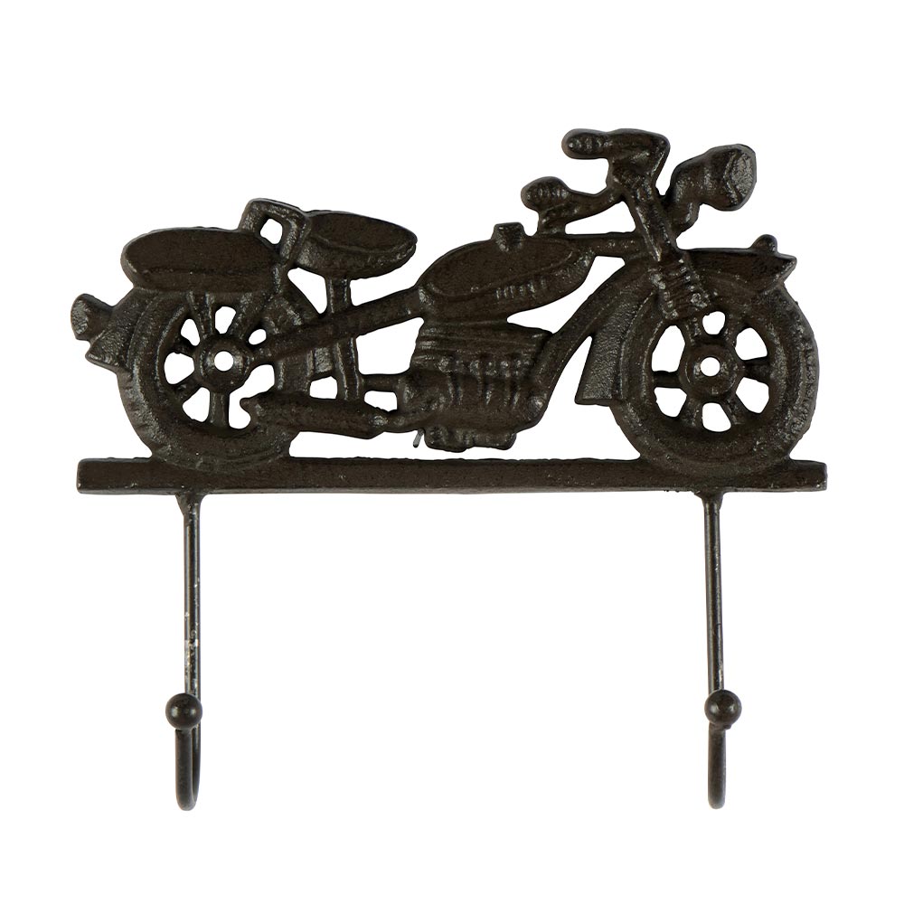 Perchero de pared con moto y 2 ganchos