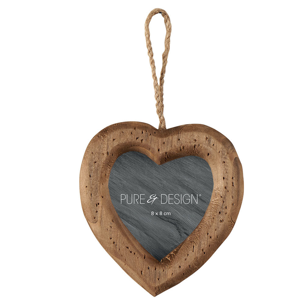 Marco de fotos corazón de madera para colgar