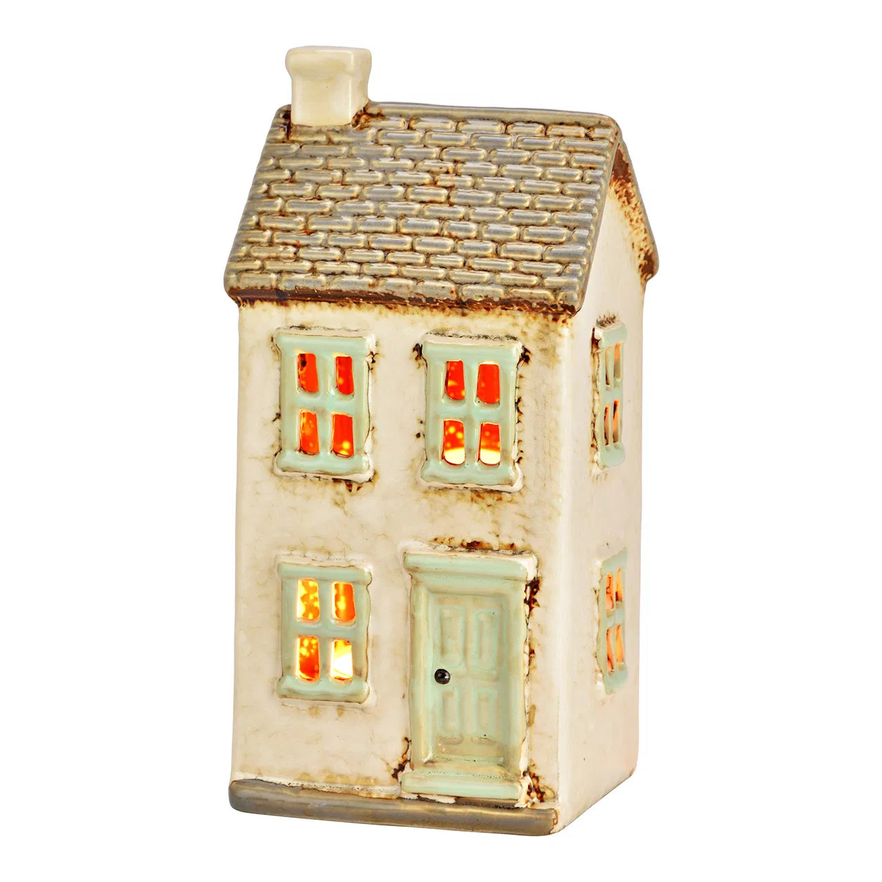 Casita de luz de porcelana, gris/beige