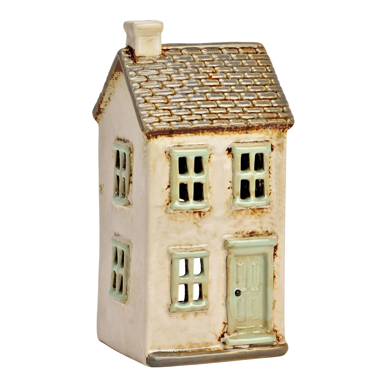 Casita de luz de porcelana, gris/beige